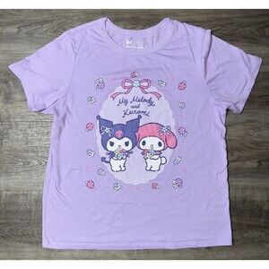 Women's Hello Kitty My Melody and Kuromi Graphic T-Shirt Size Medium M Purple